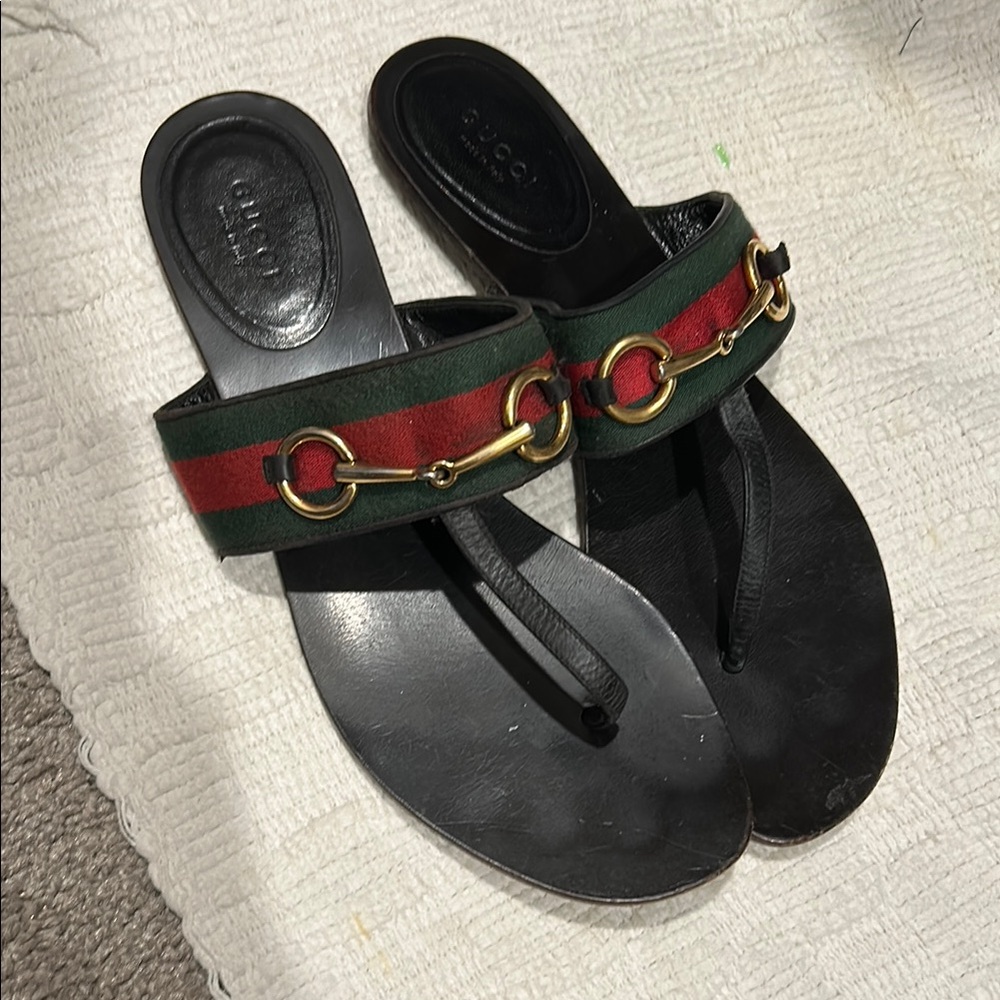 Gucci Black and Green Women's Sandals